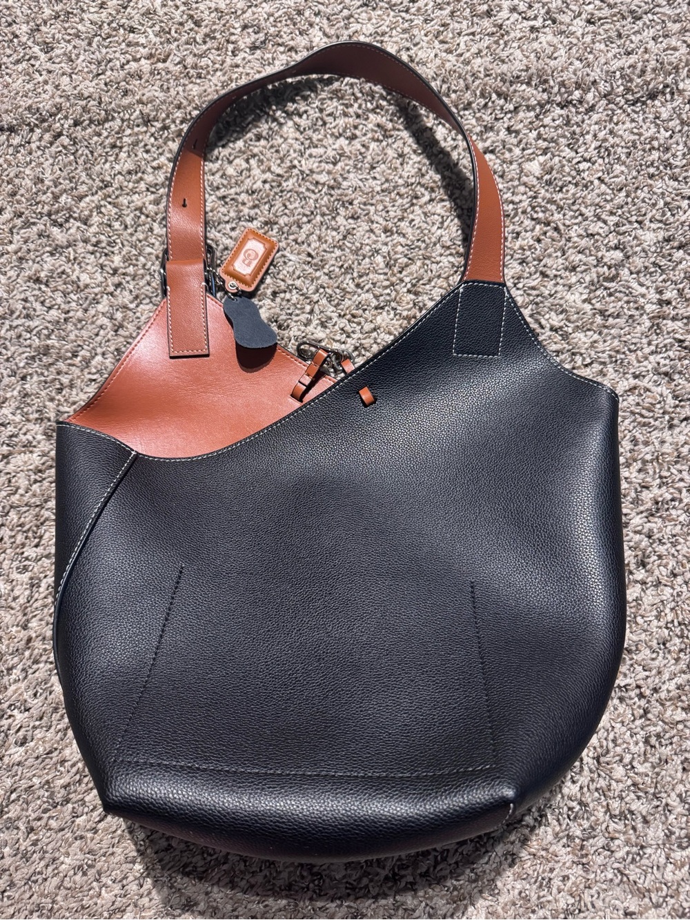 Women’s Black and Tan Leather Shoulder Tote